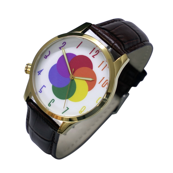逆時針手錶 彩虹數字 金色錶殼 全球免運 第2張的照片