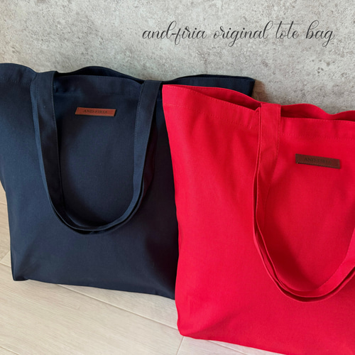 30%off SALE♪originalキャンバスbigトートバッグ レッド&ネイビー