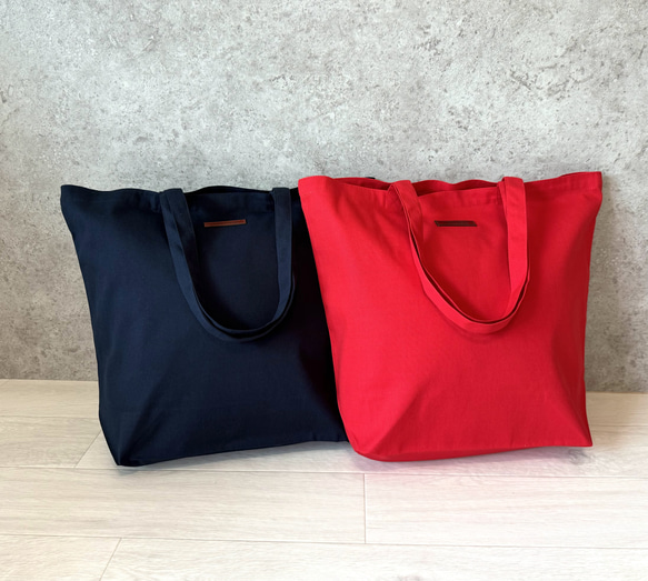 30%off SALE♪新色originalキャンバスbigトートバッグ　レッド&ネイビー 2枚目の画像