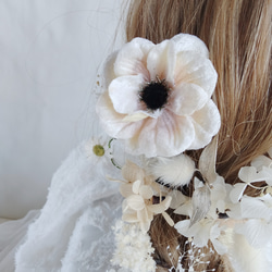 白い小さな小花のホワイトウェディング　プリザーブドフラワー 　ドライフラワー　ヘアアクセサリー　ヘッドパーツ　ナチュラル 5枚目の画像