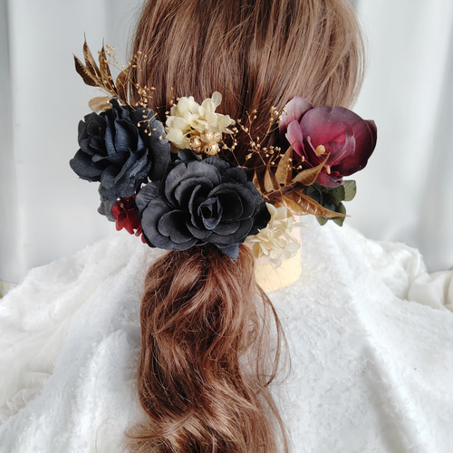 アーティフィシャルフラワー ヘアパーツ 髪飾り スミレ【ヘアアクセサリー 花 ドライフラワー