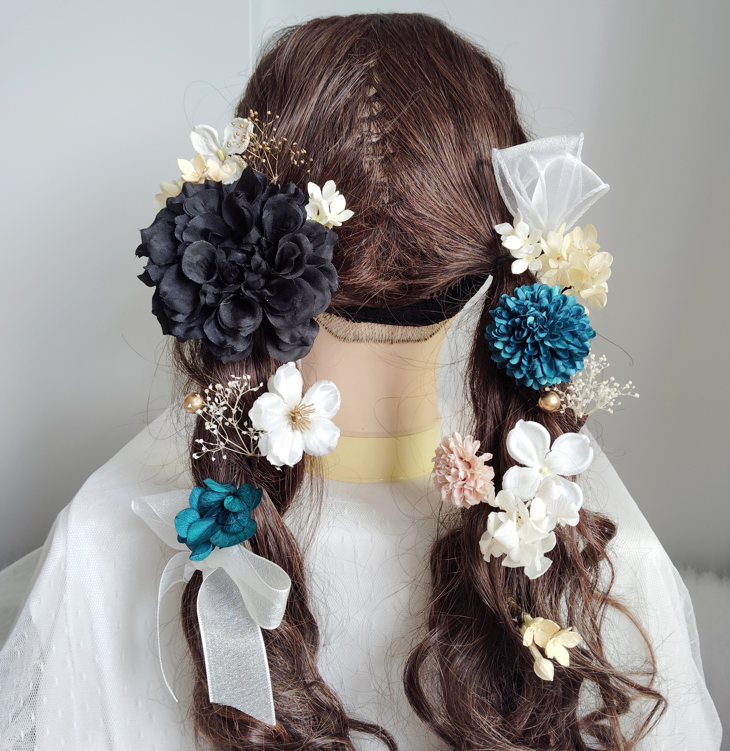 ヘッドパーツ 　ヘッドドレス 　ヘアアクセサリー 　髪飾り　結婚式　ウェディング　ドレス　洋装にも和装にも　リボン　振袖