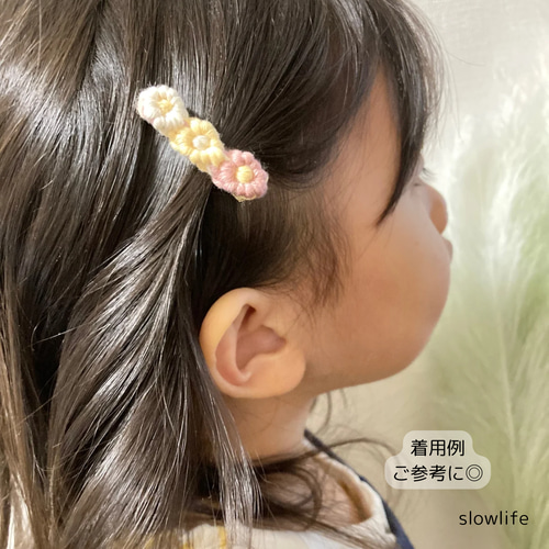パール付きダブルフラワー✿ベビーヘアクリップ 赤ちゃん