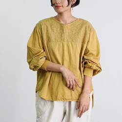 【福袋】刺繡上衣/黃色+單刺子沙魯爾褲/本色 第3張的照片