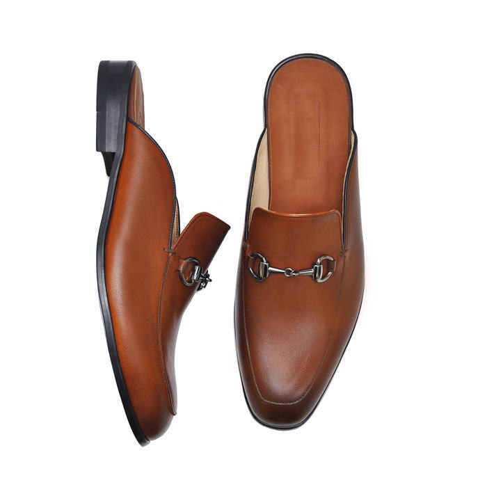 かかとなしレザーローファー 本革サンダル ブローファー メンズローファー 本革 オーダーシューズ 靴