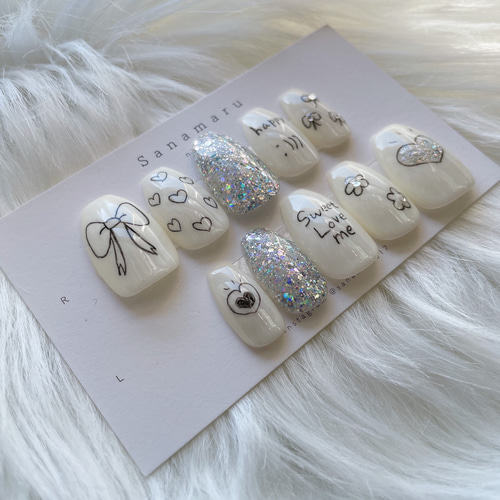 チェック×リボン ネイルチップ No.75 赤チェック×リボン ネイルチップ | minails