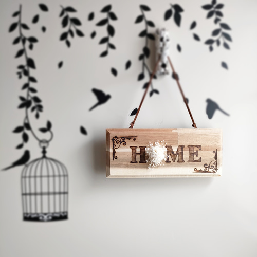ナチュラルシンプルな壁飾り*HOME* 木製 カントリー ウォールデコ 壁