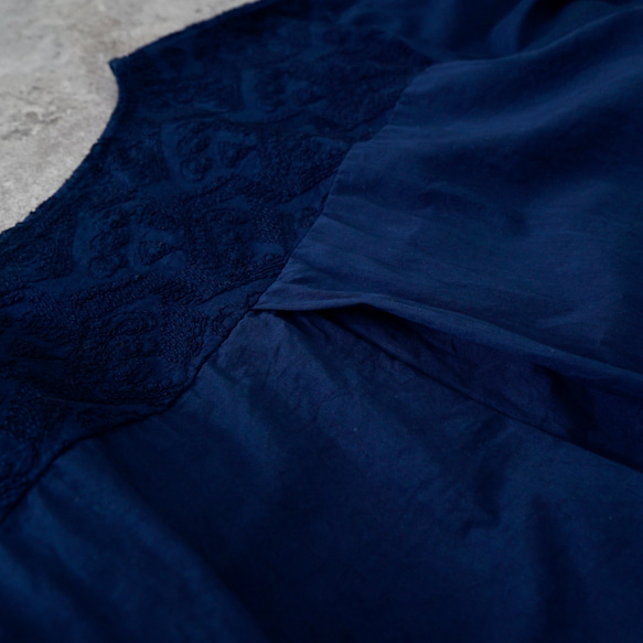 【福袋】刺繡上衣/海軍藍+單刺子條紋沙魯埃爾褲/灰色 第12張的照片