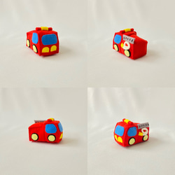 はたらくくるま【単品】　フェルトおもちゃ　フェルト　パトカー　消防車　救急車　ストラップ付おもちゃ　赤ちゃんおもちゃ 7枚目の画像