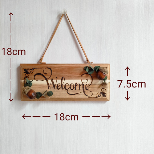 ナチュラルなウェルカムサイン *Welcowe* *どんぐり&ユーカリ* 木製