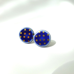 金彩dot round pierce／earring（青） 3枚目の画像