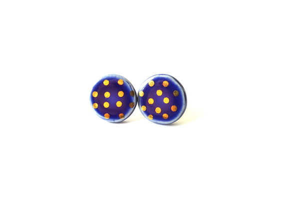 金彩dot round pierce／earring（青） 1枚目の画像