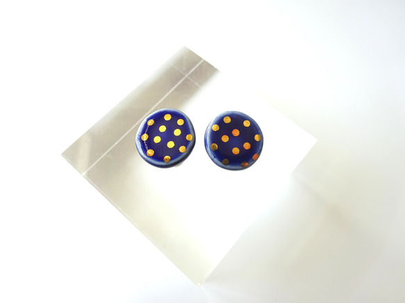 金彩dot round pierce／earring（青） 4枚目の画像