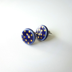 金彩dot round pierce／earring（青） 5枚目の画像