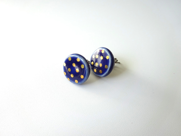 金彩dot round pierce／earring（青） 5枚目の画像