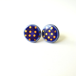 金彩dot round pierce／earring（青） 2枚目の画像