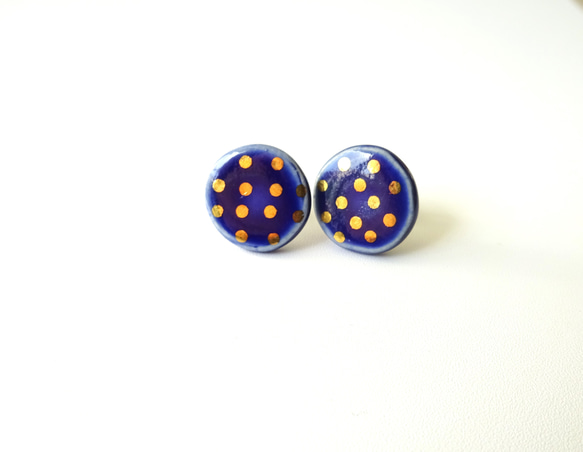 金彩dot round pierce／earring（青） 2枚目の画像