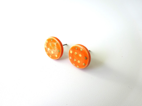 金彩dot round pierce／earring（オレンジ） 6枚目の画像