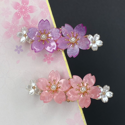 新色】桜/夜桜のヘアクリップ ヘアクリップ・バナナクリップ