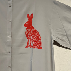 ウサギさん レディースシャツワンピース 大きいサイズあり【M～4L】 3枚目の画像