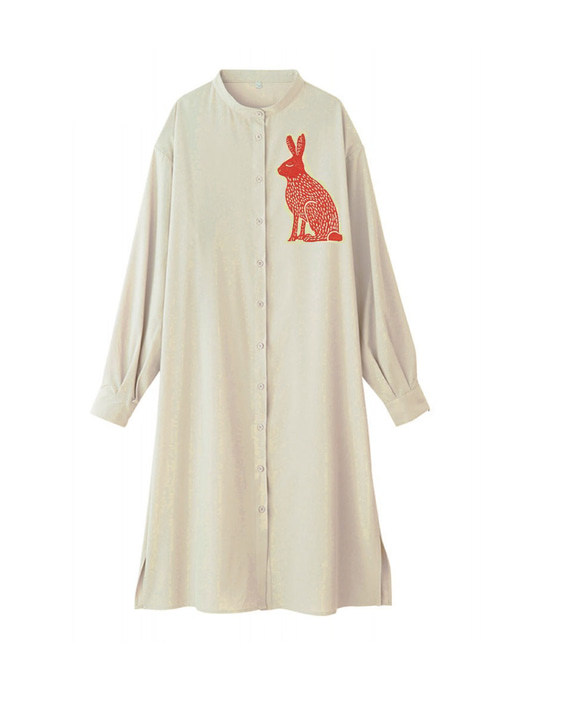 ウサギさん レディースシャツワンピース 大きいサイズあり【M～4L】 1枚目の画像