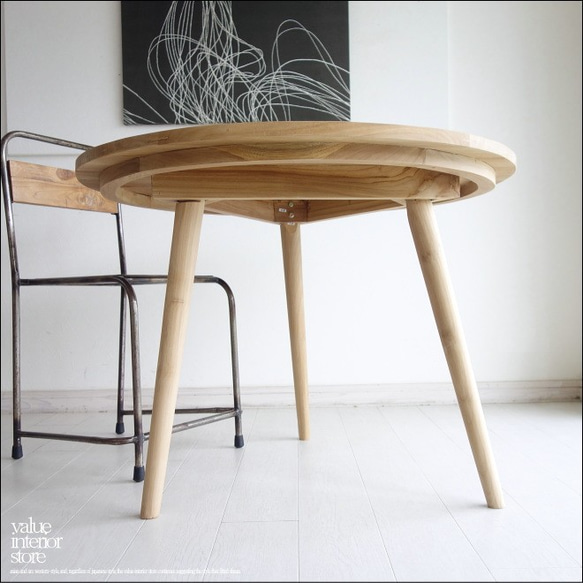「　S様　御予約商品　」チーク無垢材 円形テーブルN 丸テーブル ダイニングテーブル 机 カフェテーブル ナチュラル 6枚目の画像