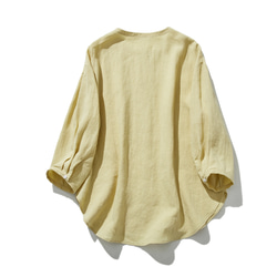 100% 亞麻無色開襟衫黃色 230506-3，可輕鬆融入您的日常服裝 第7張的照片