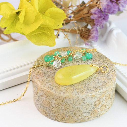 希少カラー】イエロースミソナイト クリソプレーズ ハーキマー