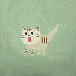 【送料無料】驚き猫のワンポイント刺繍 ポケット付きコットン 2WAYトートバッグ 8枚目の画像