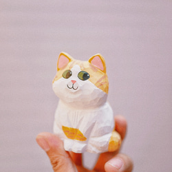 愛い　木彫りの  ネコ匹　置物 ギフト　プレゼント　ギフトラッピング 12枚目の画像