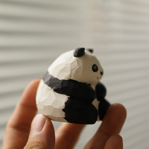 愛い 木彫りの パンダ頭 置物 ギフト プレゼント ギフトラッピング