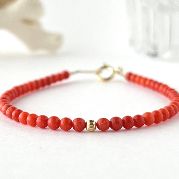 サルデーニャ産天然赤珊瑚のシンプルブレスレット 14kgf ブレスレット