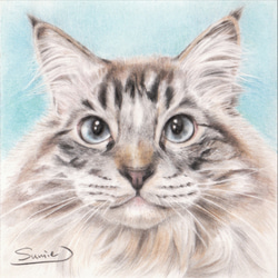 猫のミニ肖像画(オーダーメイド) 絵画 ペットアートカルモ 小倉スミエ