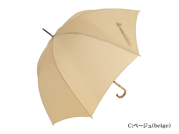 クラシコ 雨傘 天然竹 バンブーハンドル バンブー釦 グラスファイバー骨 安全ロクロ　ギフト対応可 5枚目の画像