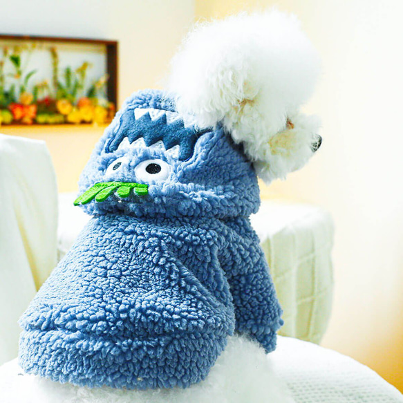 犬服 秋冬用 防寒 ルームウェア パジャマ フード付き キャラクター 着ぐるみ もこもこ フリース ch-929 3枚目の画像