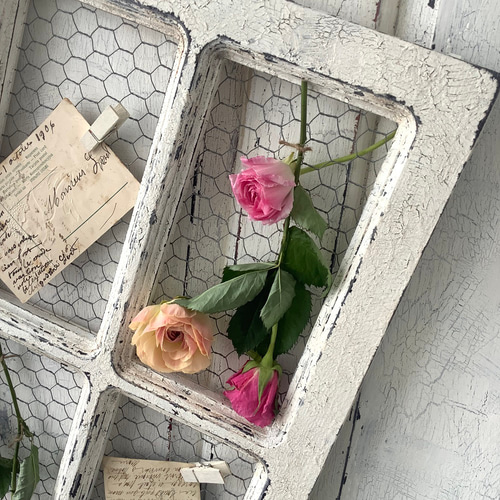 受注製作】ウィンドウフレーム・ディスプレイ・シャビーホワイト  