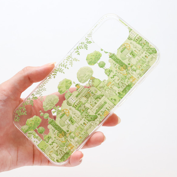 ソフトスマホケースiPhone「緑の文明」iPhone16・15・14・13・7/8/SE・MAX・XRなど 3枚目の画像
