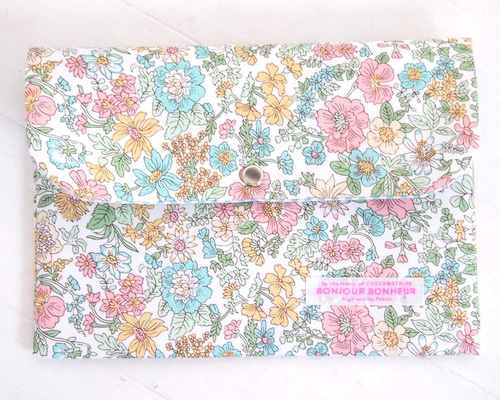 リバティ 母子手帳ケース エミリー/ピンク・ブルー・イエロー B6サイズ