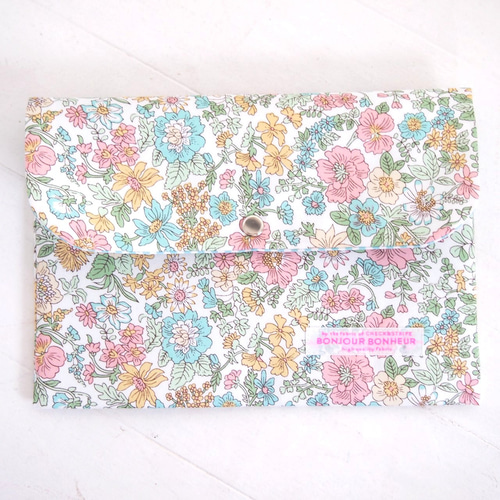 リバティ 母子手帳ケース エミリー/ピンク・ブルー・イエロー B6サイズ