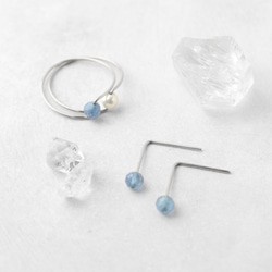 母親節套裝 2024 年海藍寶石耳環和戒指套裝 3 向戒指手術不銹鋼禮物春季福袋 第6張的照片