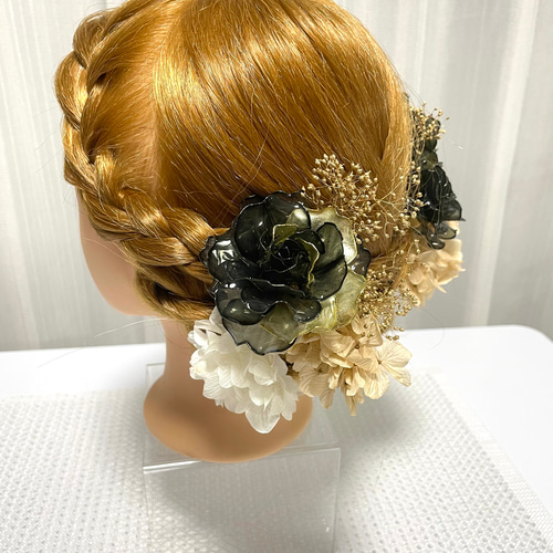 薔薇の髪飾り 〜黒✖️〜 前撮り 成人式ヘアアクセサリー ヘッド