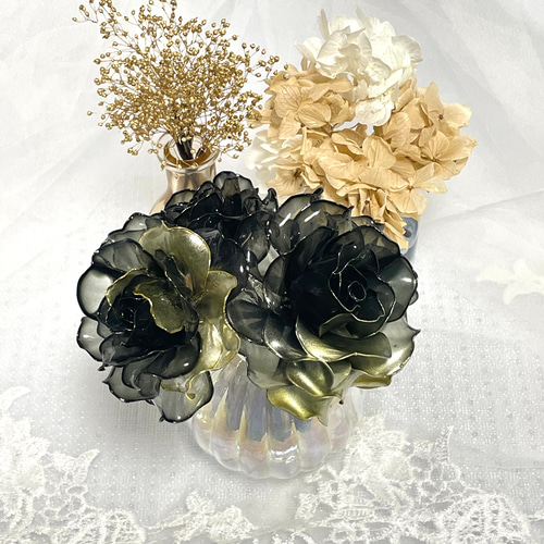 薔薇の髪飾り 〜黒✖️〜 前撮り 成人式ヘアアクセサリー ヘッド