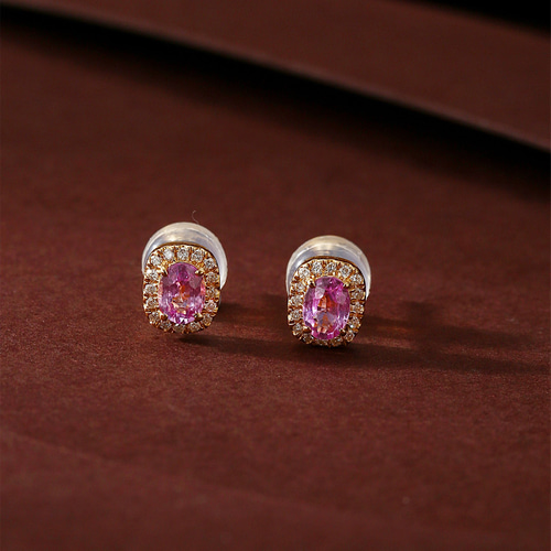 文芸」K18 天然ピンクサファイア 天然ダイヤモンド 成功 誠実 慈愛 9月  