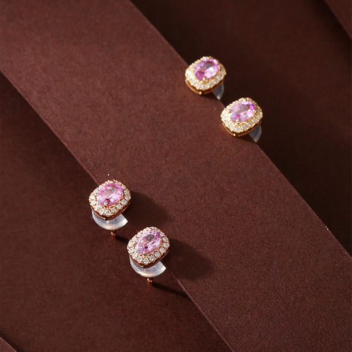 文芸」K18 天然ピンクサファイア 天然ダイヤモンド 成功 誠実 慈愛 9月  