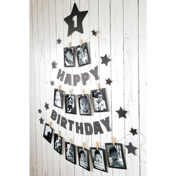 1歳誕生日のフォトガーランド＆レターバナーの飾り付けセット #バースデーツリー 2枚目の画像