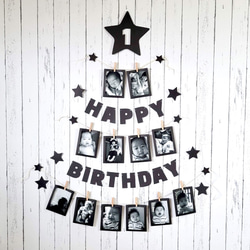 1歳誕生日のフォトガーランド＆レターバナーの飾り付けセット #バースデーツリー 1枚目の画像
