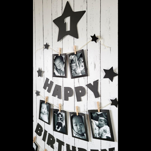 1歳誕生日のフォトガーランド＆レターバナーの飾り付けセット