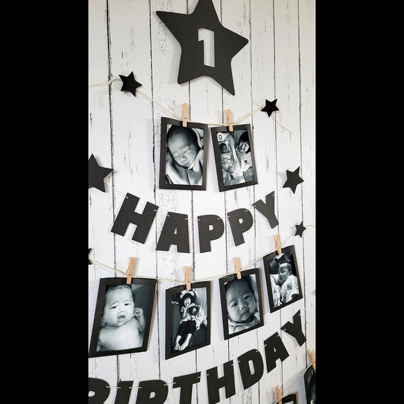 1歳誕生日のフォトガーランド＆レターバナーの飾り付けセット #バースデーツリー 4枚目の画像