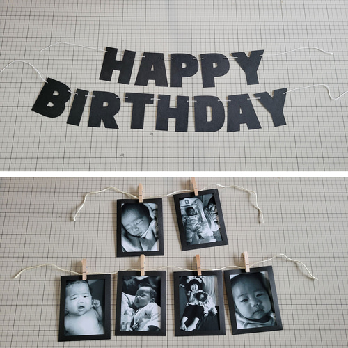 1歳誕生日のフォトガーランド＆レターバナーの飾り付けセット