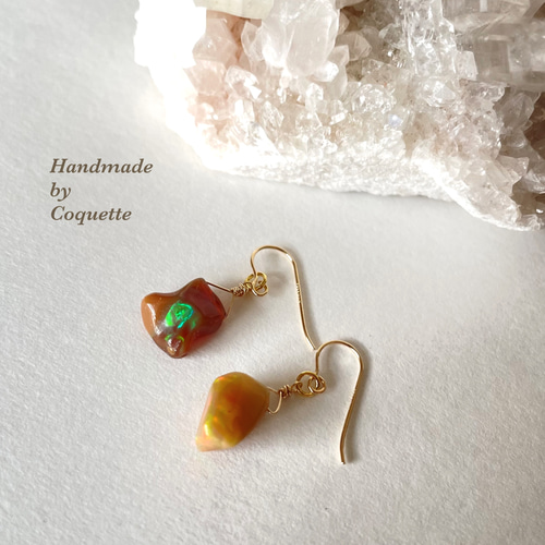 14kgfエチオピアオパールピアス/イヤリング